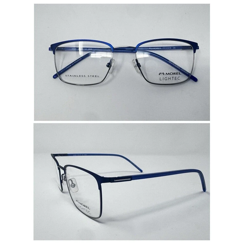 Morel Lightec 30246L 52-19-140 Eyeglass Frames Blue Gunmetal France